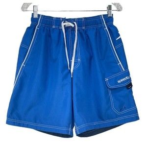 Speedo Mens M Trunks Swim Shorts Blue Mesh Lined Pockets Loose Fit